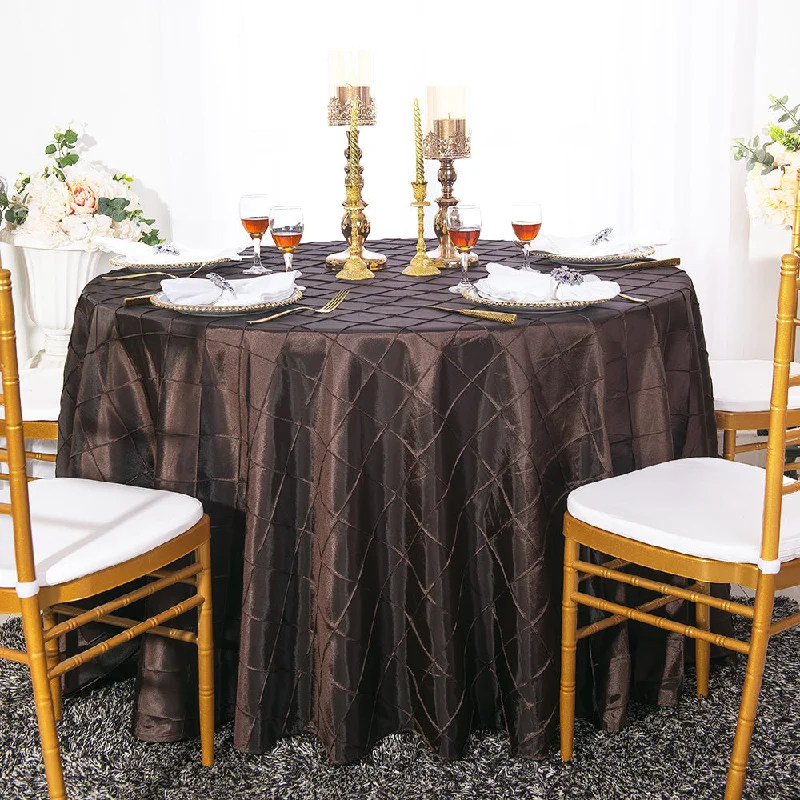 90" Seamless Round Pintuck Taffeta Tablecloth - Chocolate (1pc)