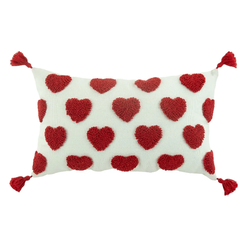 Plush Hearts 12x20 Throw Pillow