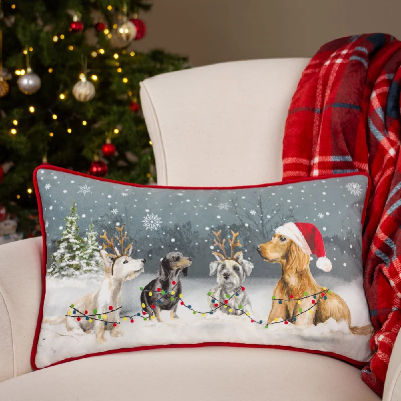 Christmas Dog Cushion Stone