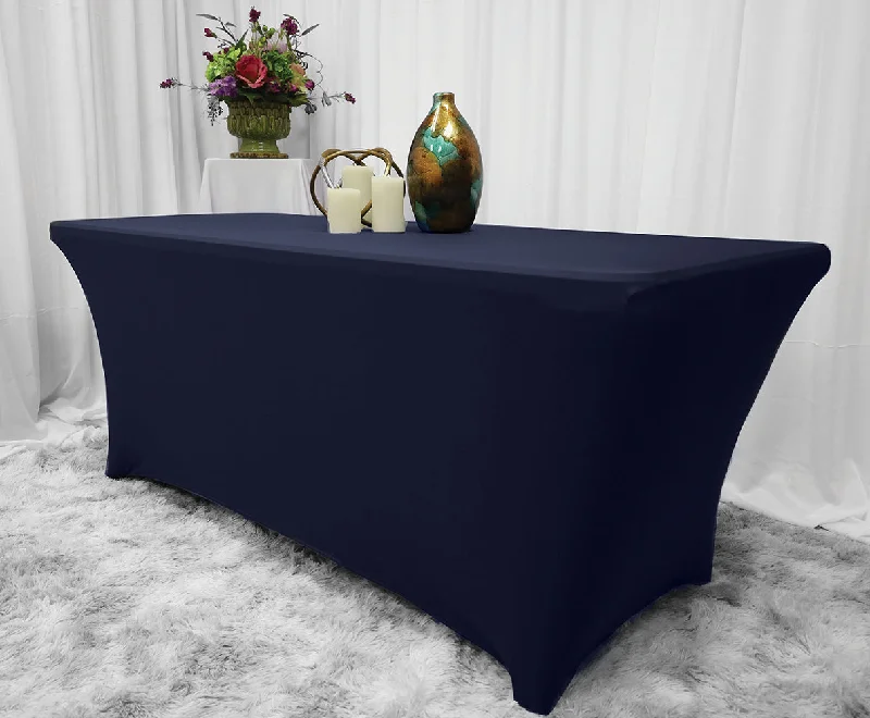 6 Ft Rectangular Spandex (220 GSM) Table Cover - Navy Blue (1pc)