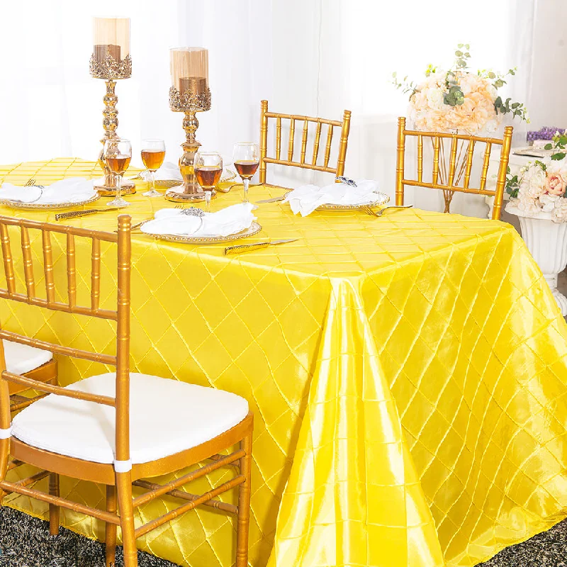 90"x132" Seamless Rectangular Pintuck Taffeta Tablecloth - Canary Yellow (1pc)