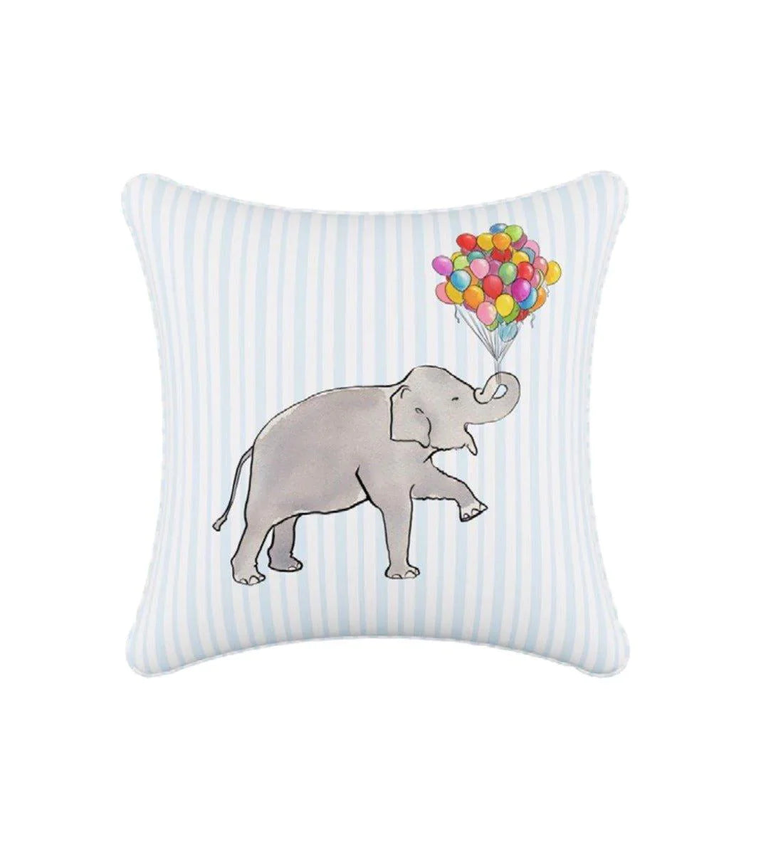 Gray Malin For Cloth & Co. Elephant Stripe Blue Throw Pillow