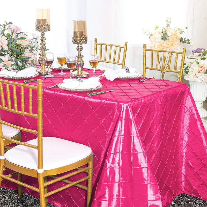 90"x156" Seamless Rectangular Pintuck Taffeta Tablecloth - Fuchsia (1pc)