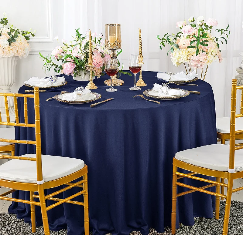 120" Seamless Round Scuba (Wrinkle-Free) (240 GSM) Tablecloth - Navy Blue (1pc)