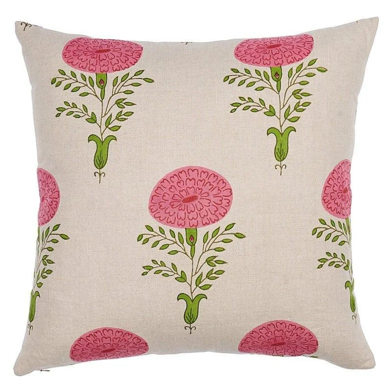 Pink Marigold 22" Linen Throw Pillow