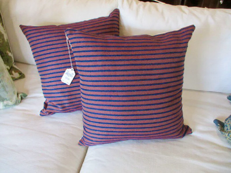 Pair Of Custom Pillows In McLaurin And Piercy "Halyard" Fabric