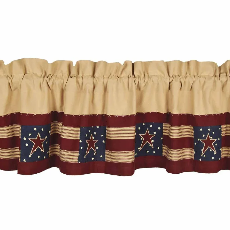 Nutmeg Indigo Barn Red Stars And Stripes Valance Lined VLAR0113