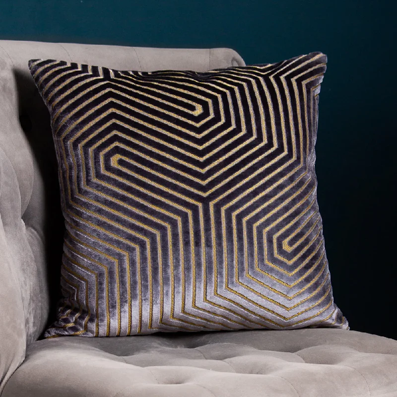 Evoke Cut Velvet Cushion Charcoal