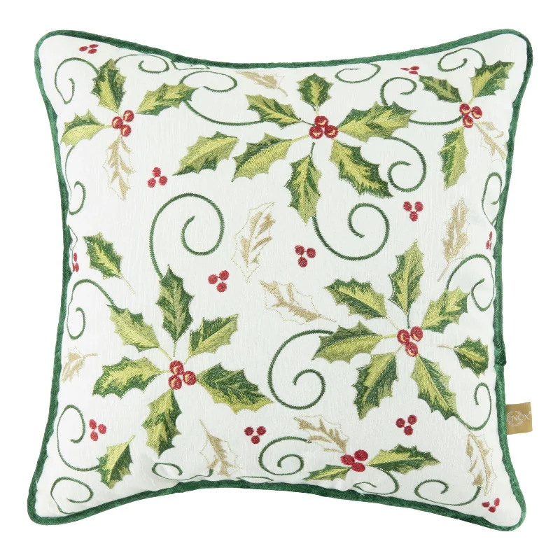 Holiday Holly 16x16 Throw Pillow