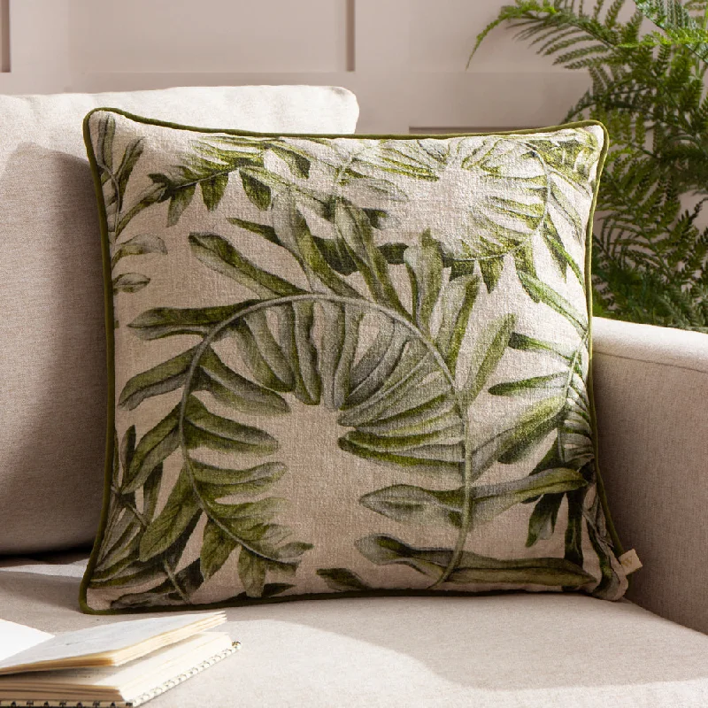 Kielder Forest Sherwood Printed Velvet Cushion Cream