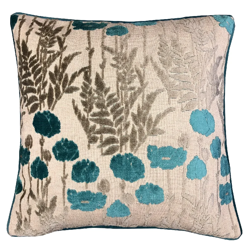 Camelia Decorative Throw Pillows | Floral Cut Velvet | Size 23X23