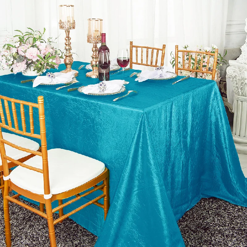 90"x156" Seamless Rectangular Crushed Taffeta Tablecloth - Turquoise (1pc)