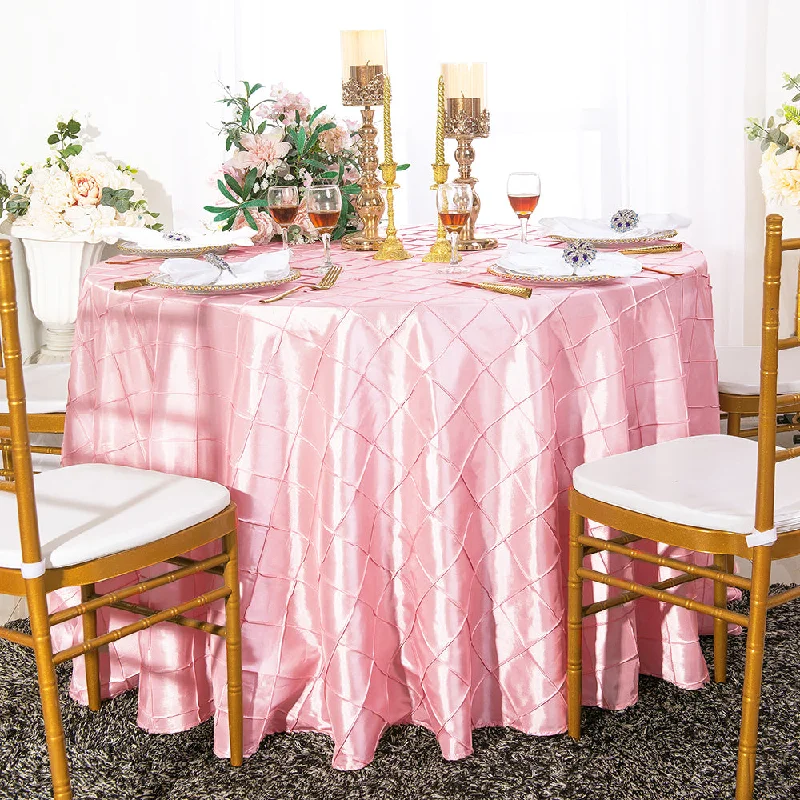 132" Round Pintuck Taffeta Tablecloth - Pink (1pc)