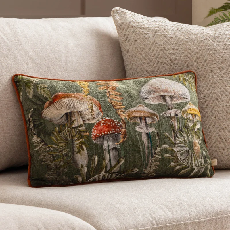 Kielder Forest Printed Velvet Cushion Fungi