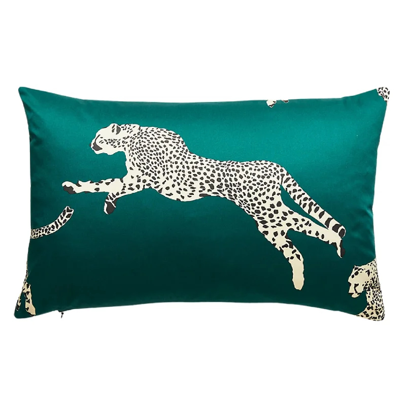 Evergreen Leaping Cheetah Lumbar Pillow