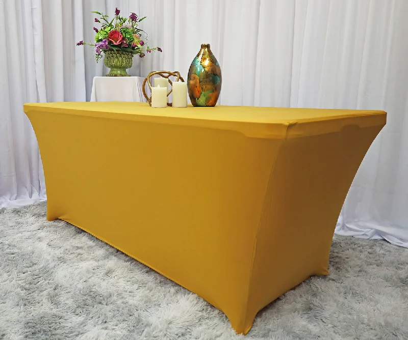 8 Ft Rectangular Spandex (220 GSM) Table Cover - Gold (1pc)