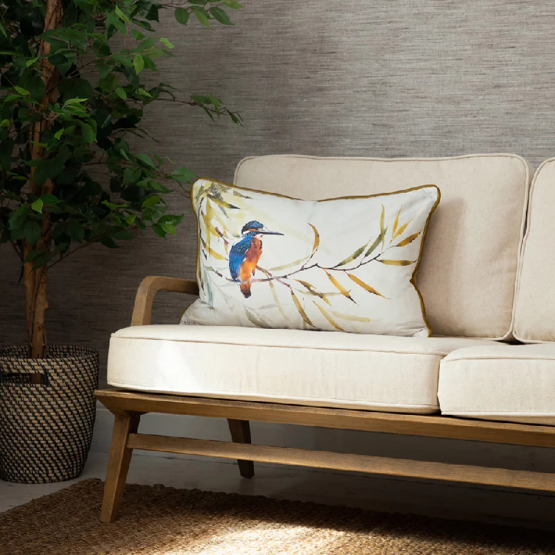 Kingfisher Printed Feather Cushion Evergreen