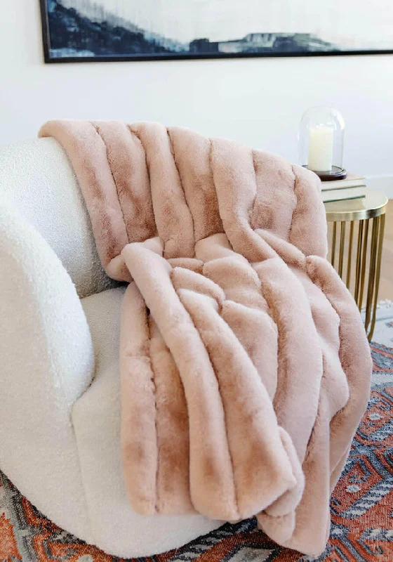 Blush Faux Fur Throw Blanket