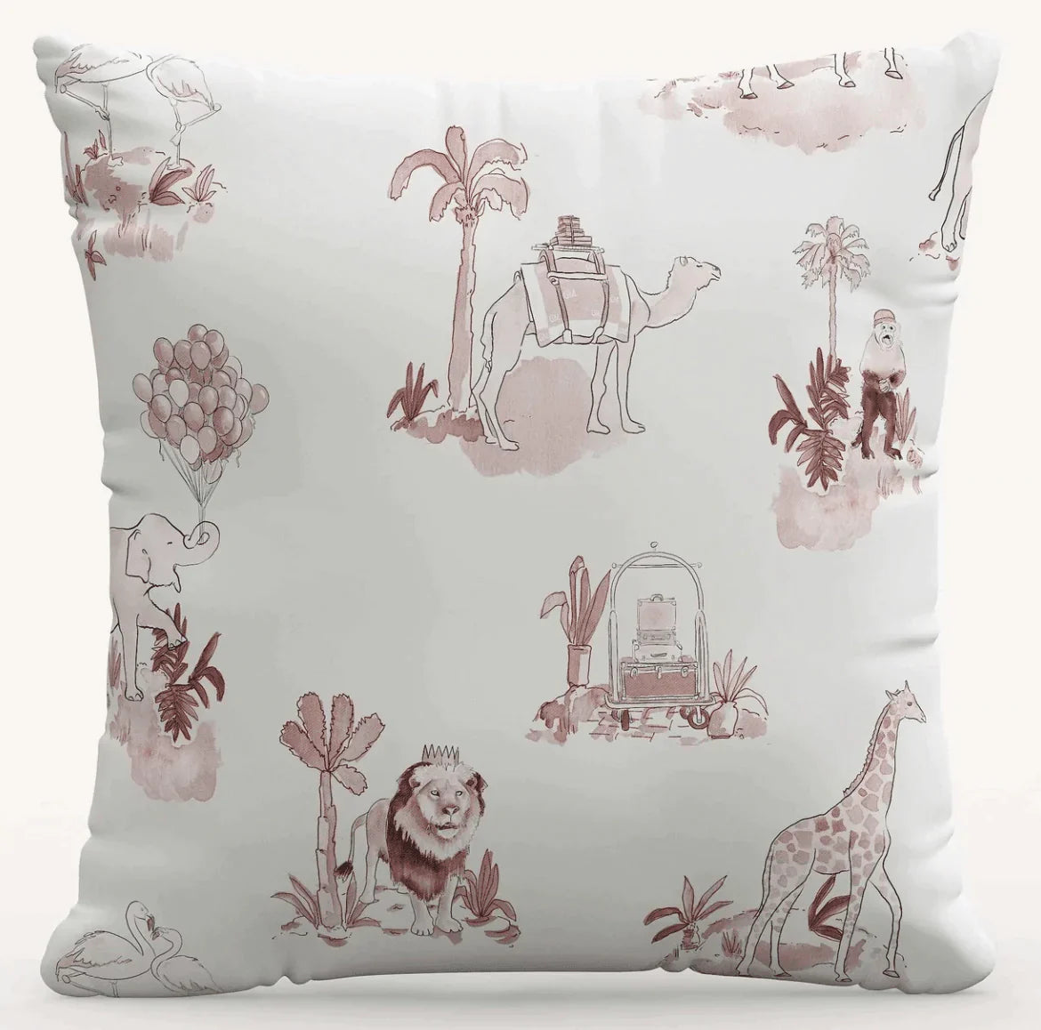 Gray Malin For Cloth & Co. Toile Pink Throw Pillow