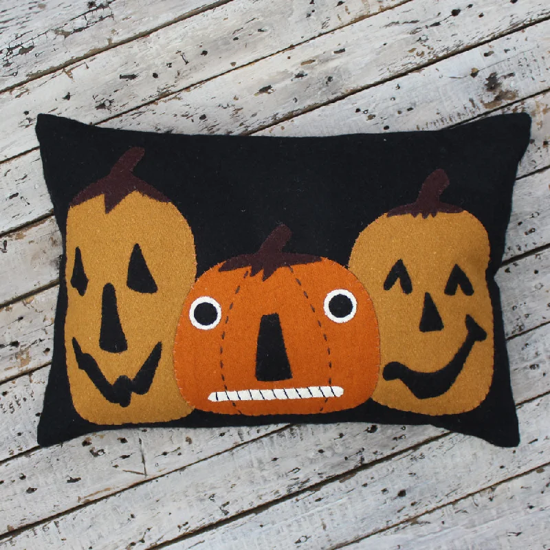 Jack-o-lanterns Felt Pillow 14 Inch x 14  Inch PL840006