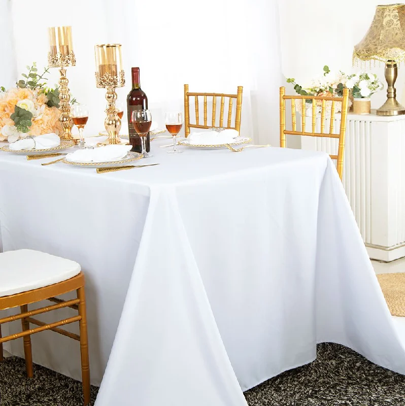 72"x120" Seamless Rectangular Polyester (220 GSM) Tablecloth - White (1pc)