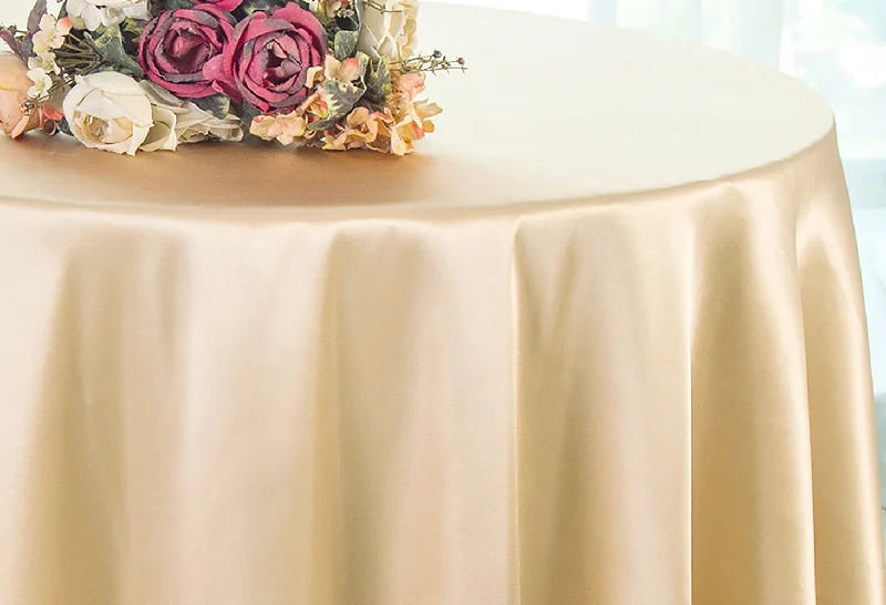 132" Round Heavy Duty Satin Tablecloth - Champagne (1pc)