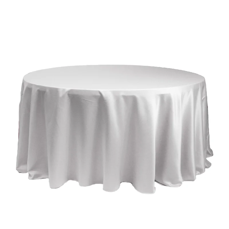 120 inch L'amour Satin Round Tablecloth White