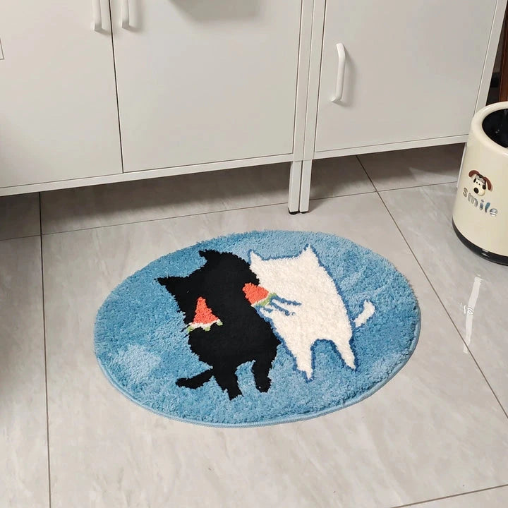 The Black Cat's Happy Life Indoor Mat