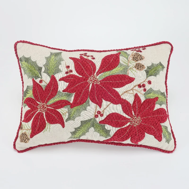 Vintage Poinsettia 14x20 Throw Pillow