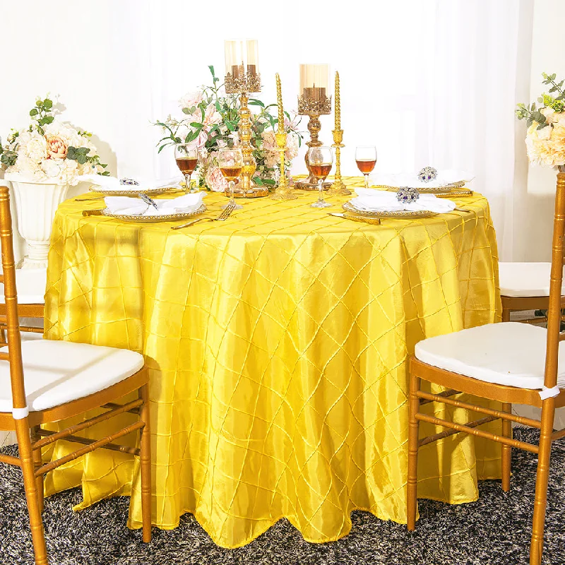 132" Round Pintuck Taffeta Tablecloth - Canary Yellow (1pc)