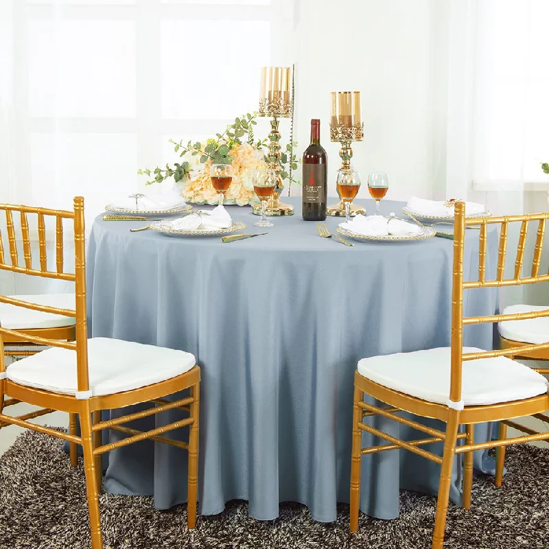 120" Seamless Round Polyester (220 GSM) Tablecloth - Dusty Blue (1pc)