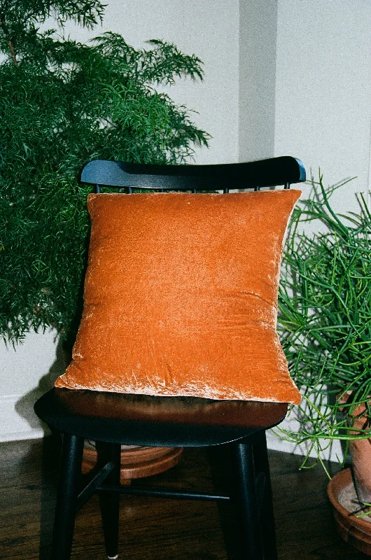 Rust Naturally Dyed Silk Velvet Pillow