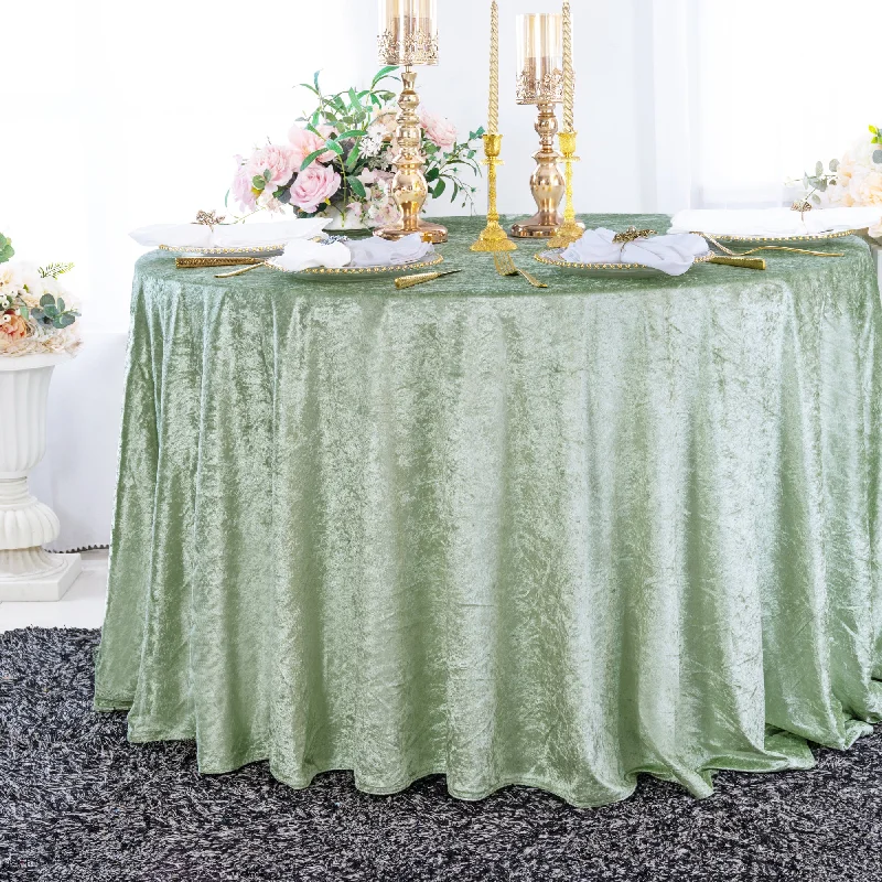 132" Round Ice Crushed Velvet (200 GSM) Tablecloth - Sage Green (1pc)