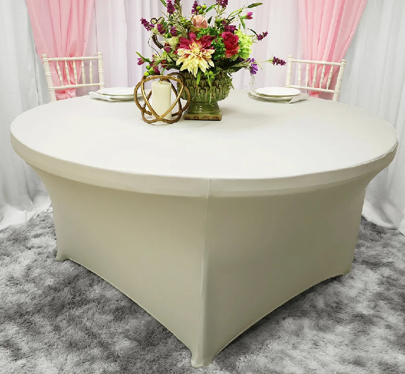 5 Ft Round Spandex (220 GSM) Table Cover - Ivory (1pc)