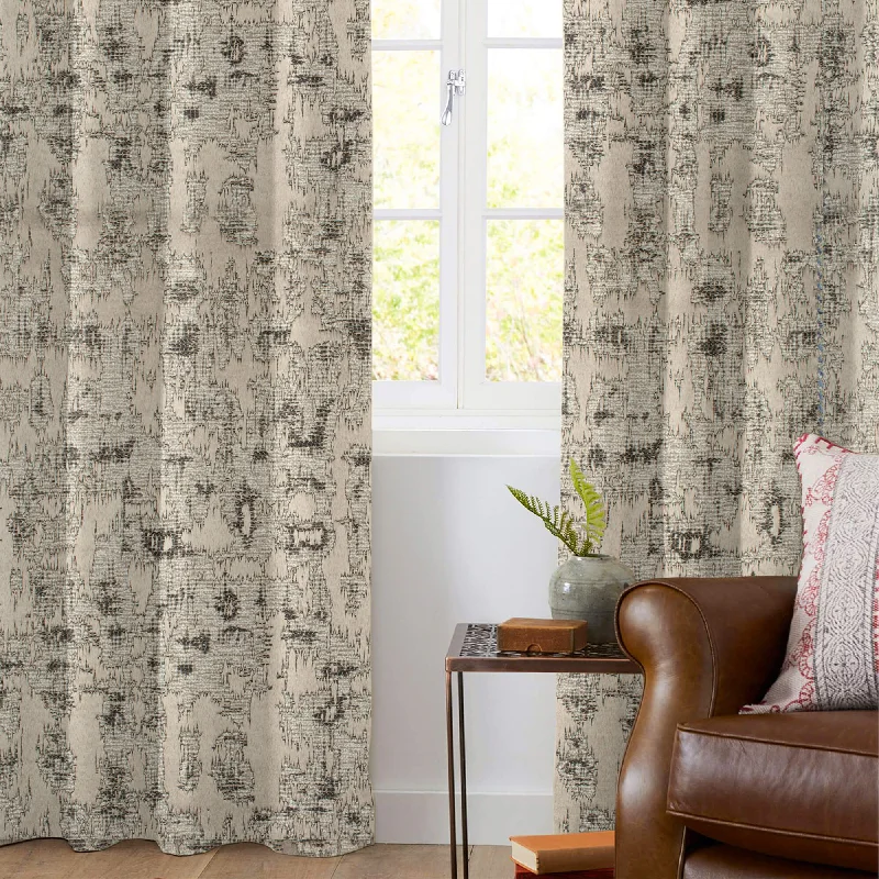 Rhino Grey Self Textured Jacquard Premium Curtain Fabric (Width 48 Inches)