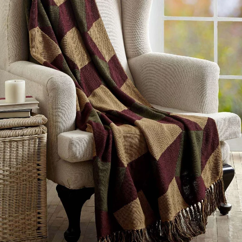 Napa Valley Jacquard Woven Throw 60" x 50" Natural, Burgundy, Evergreen VHC Brands