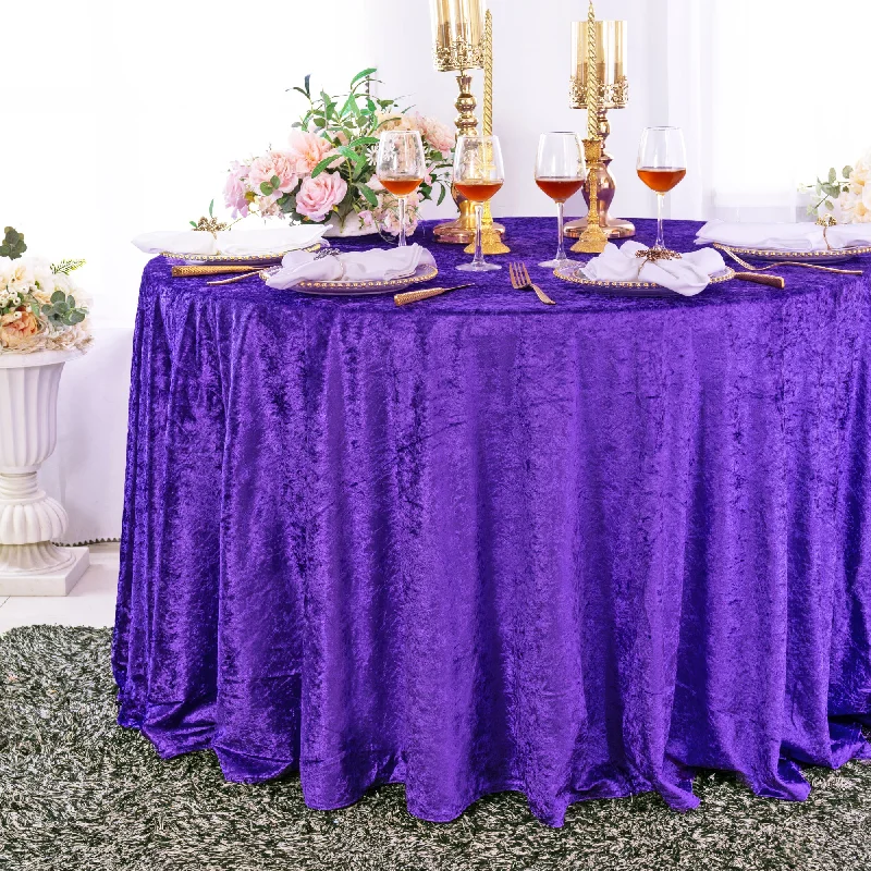 132" Round Ice Crushed Velvet (200 GSM) Tablecloth - Regency Purple (1pc)