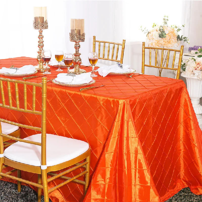 90"x156" Seamless Rectangular Pintuck Taffeta Tablecloth - Orange (1pc)