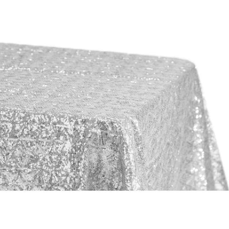 Diamond Glitz Sequin Rectangular Tablecloth 90"x132" - Silver