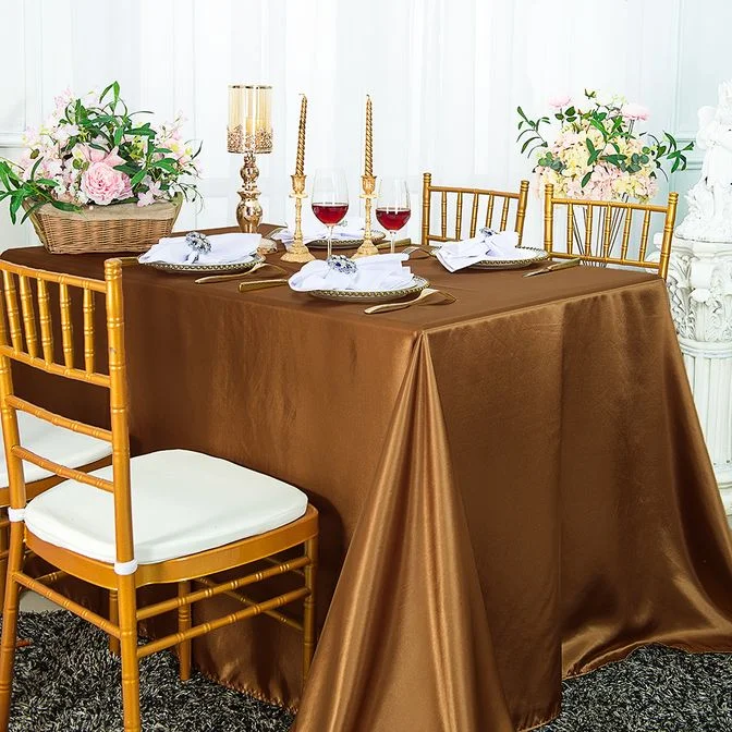 90"x132" Seamless Rectangular Satin Tablecloth - Copper (1pc)