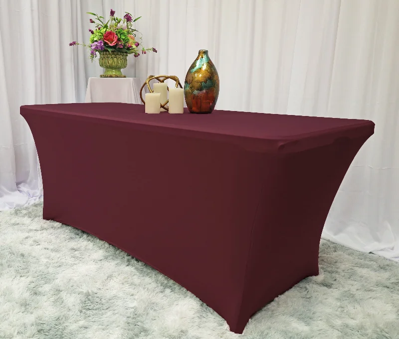 6 Ft Rectangular Spandex (220 GSM) Table Cover - Burgundy (1pc)