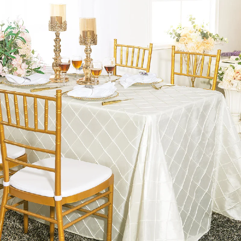 90"x156" Seamless Rectangular Pintuck Taffeta Tablecloth - Ivory (1pc)