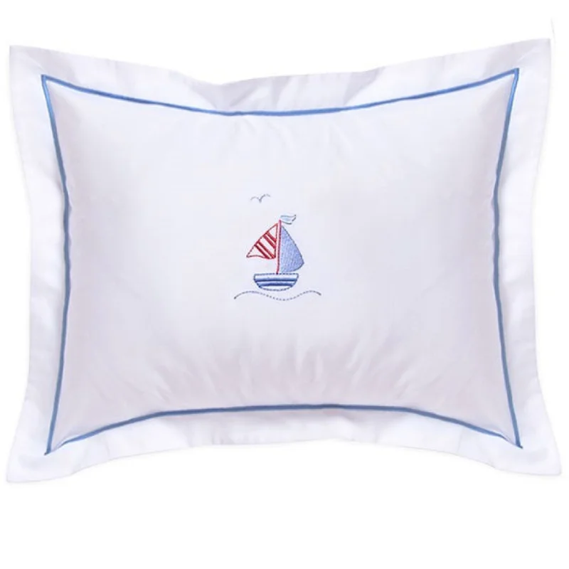 Baby Boudoir Pillow Cover in Sailboat & Seagull Blue