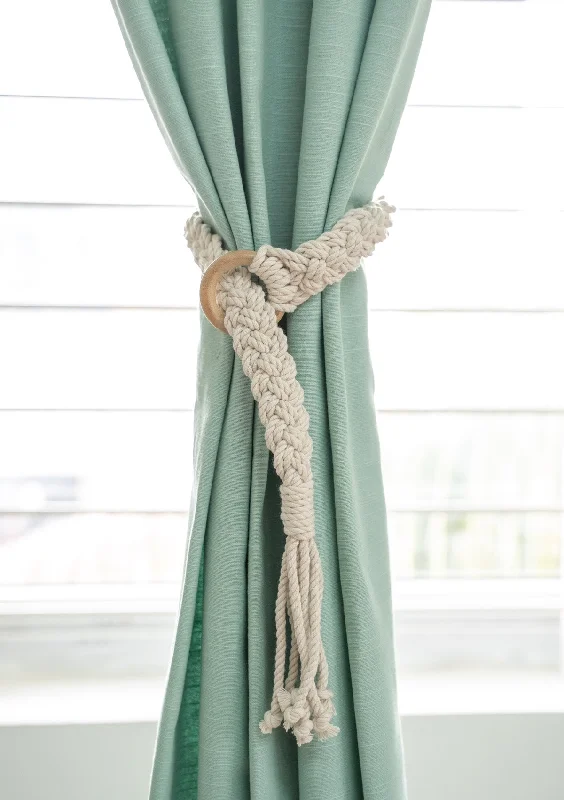 Boho Braided Cotton curtain tie back - Pack of 2