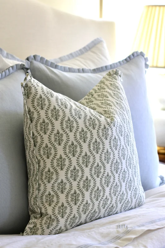 Scallop Dahlia in Spruce Pillow Cover with Same Fabric Flange | 3 sizes