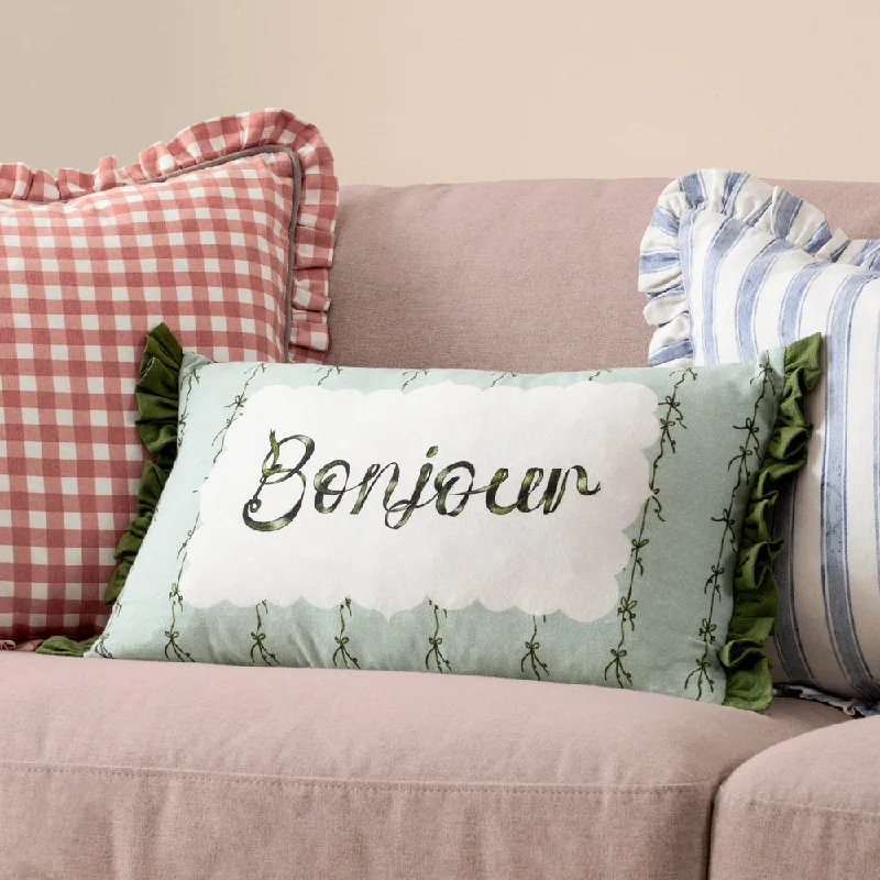 Bonjour Printed Cushion Mint