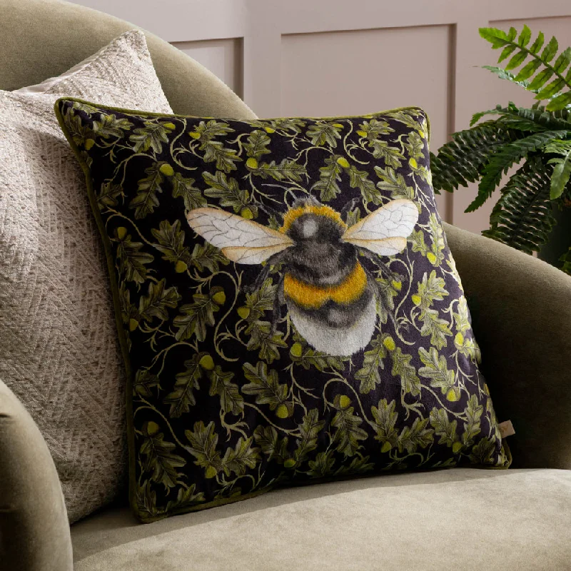 Braywick Orville Bee Printed Velvet Cushion Bee