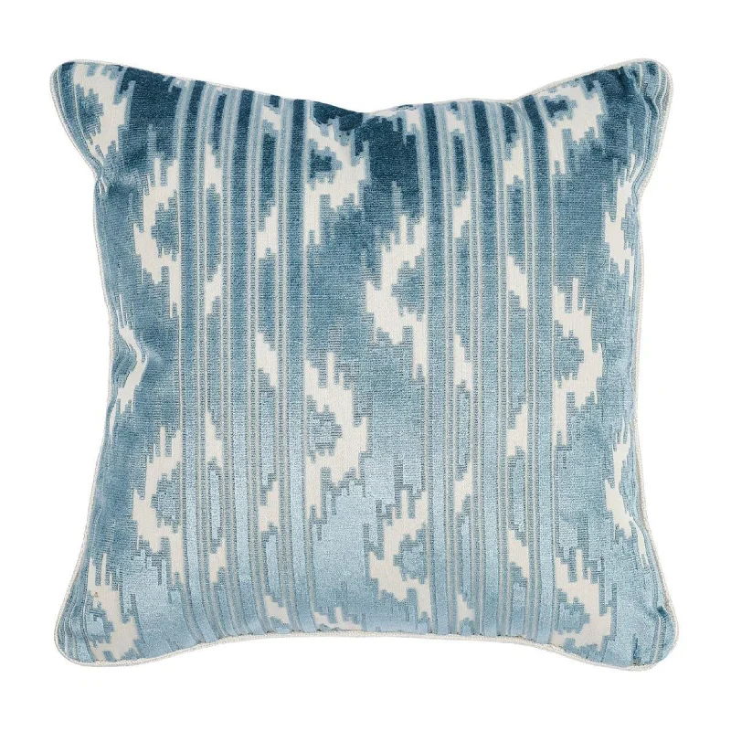 Murat Blue Velvet Square Throw Pillow