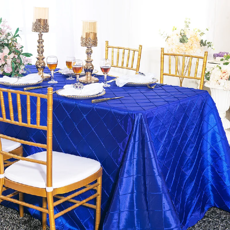 90"x132" Seamless Rectangular Pintuck Taffeta Tablecloth - Royal Blue (1pc)