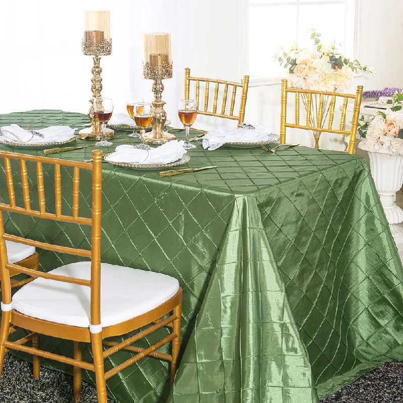 90"x156" Seamless Rectangular Pintuck Taffeta Tablecloth - Clover Green (1pc)